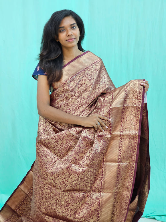 Kanchipuram Blended Mini Bridal  Silk Saree 173