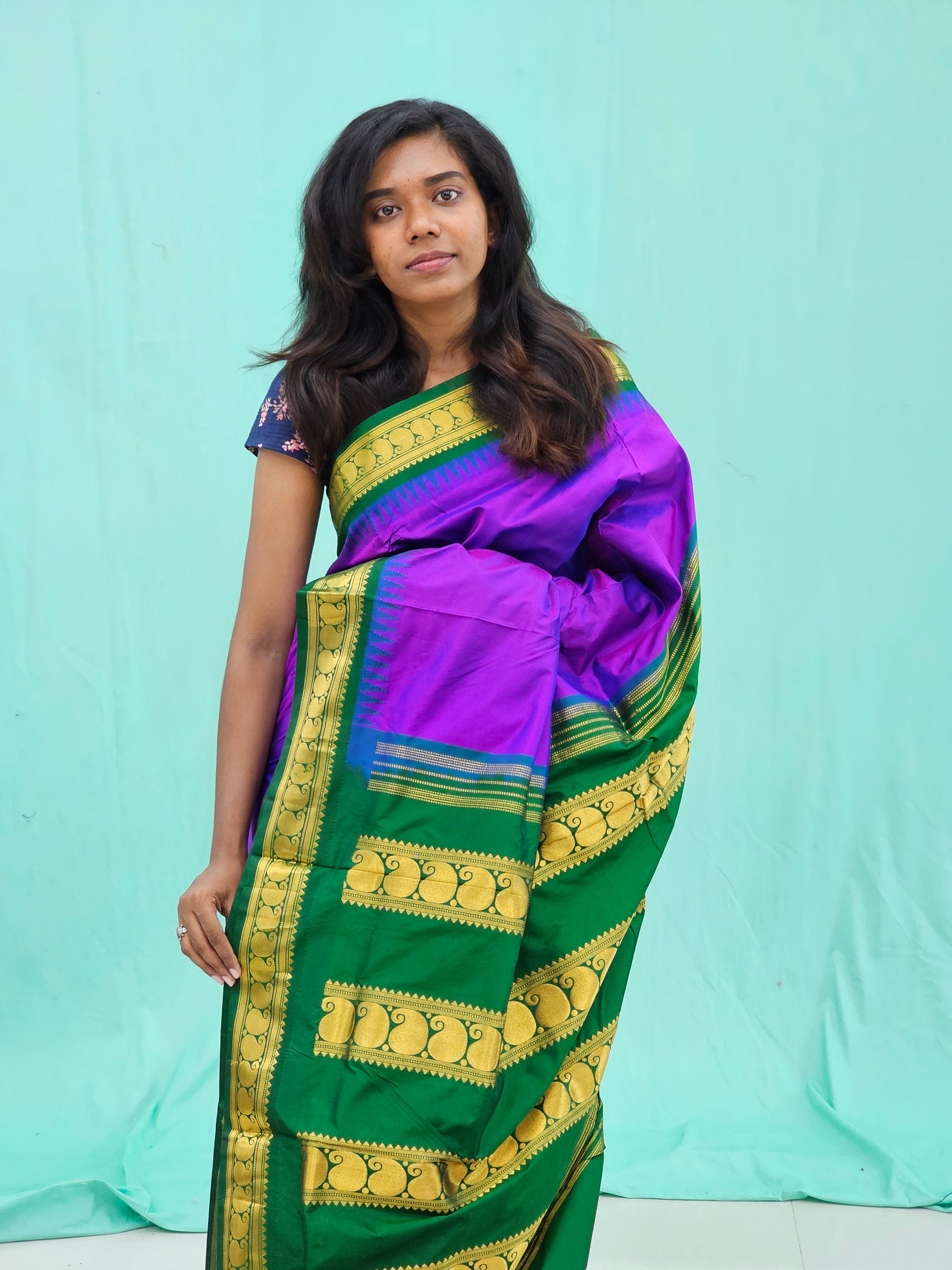 Kanchipuram Pure 9 Yards Korvai Silk Saree 005