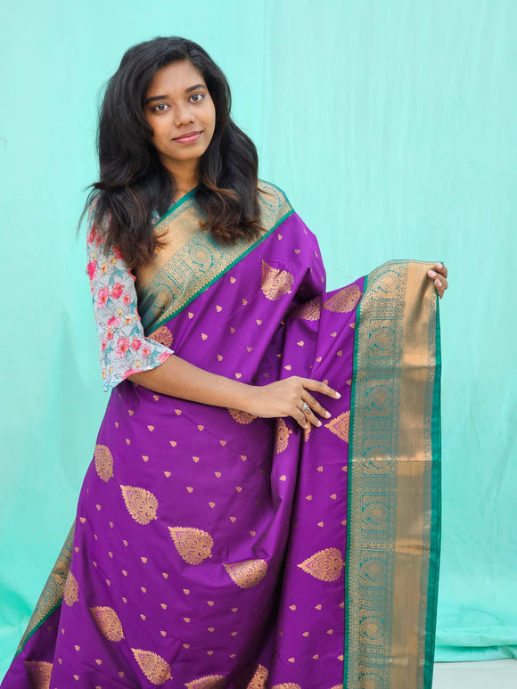 Kanchipuram Blended Mini Bridal Silk Saree 175