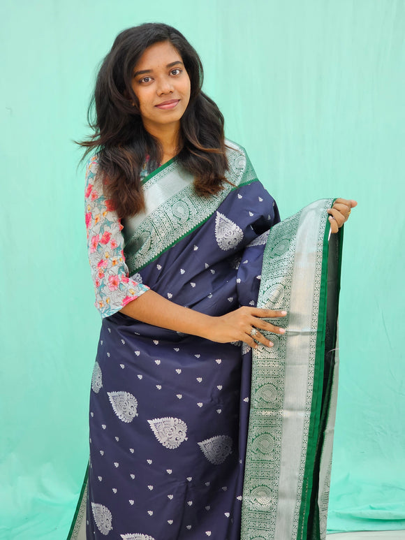 Kanchipuram Blended Mini Bridal Silk Saree 177