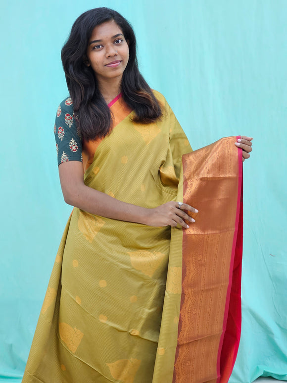 Kanchipuram Blended Mini Bridal Silk Saree 222