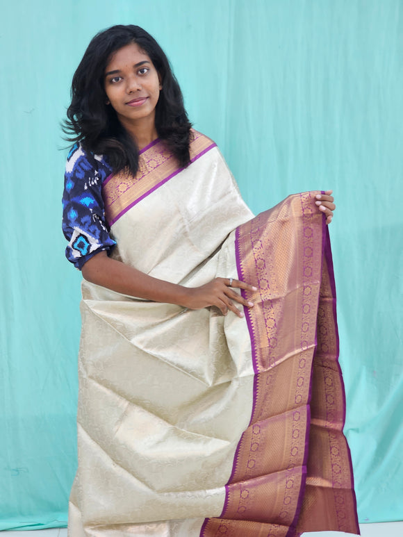 Kanchipuram Blended Mini Bridal Silk Saree 228