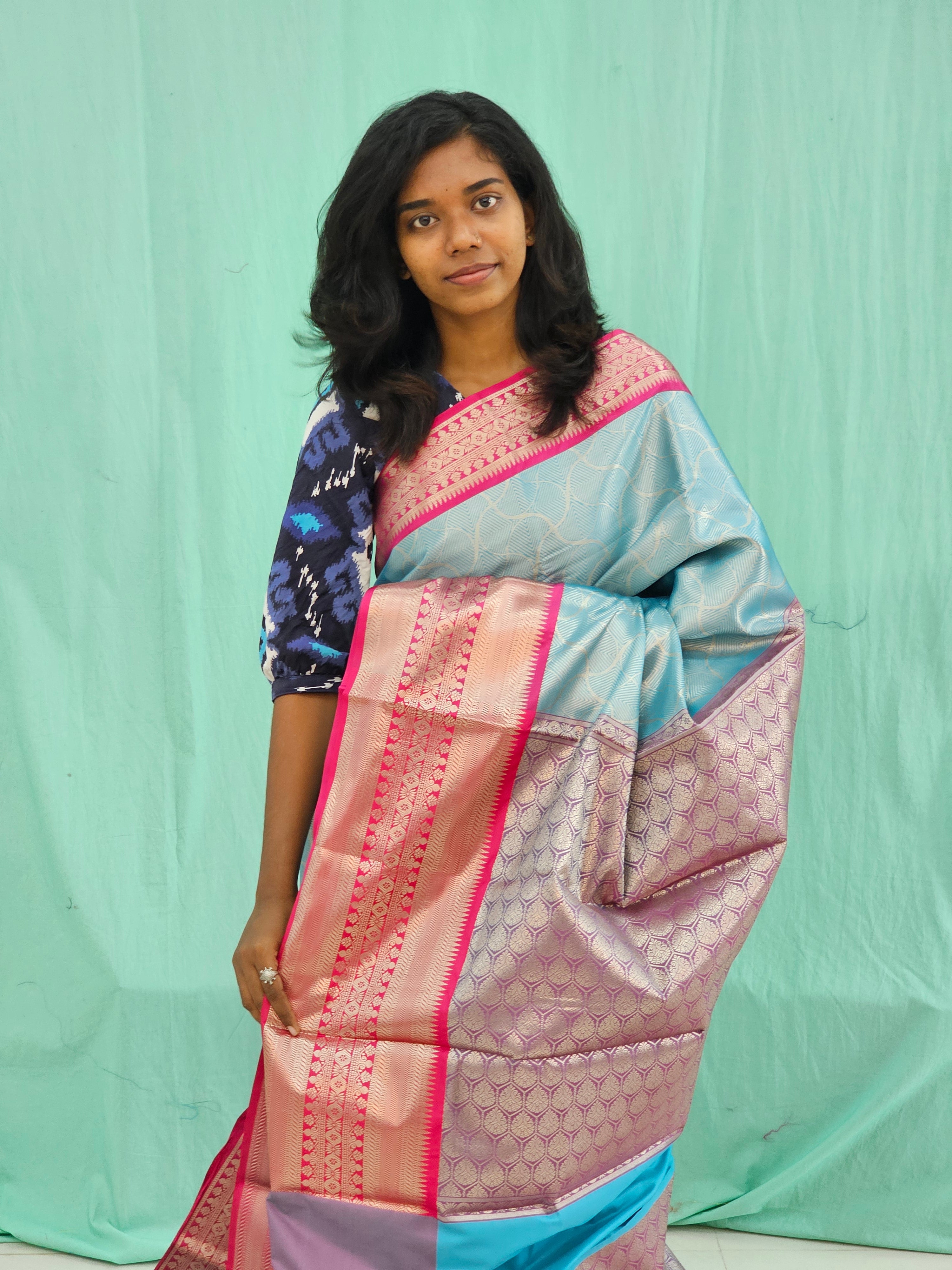 Kanchipuram Blended Mini Bridal Silk Saree 229