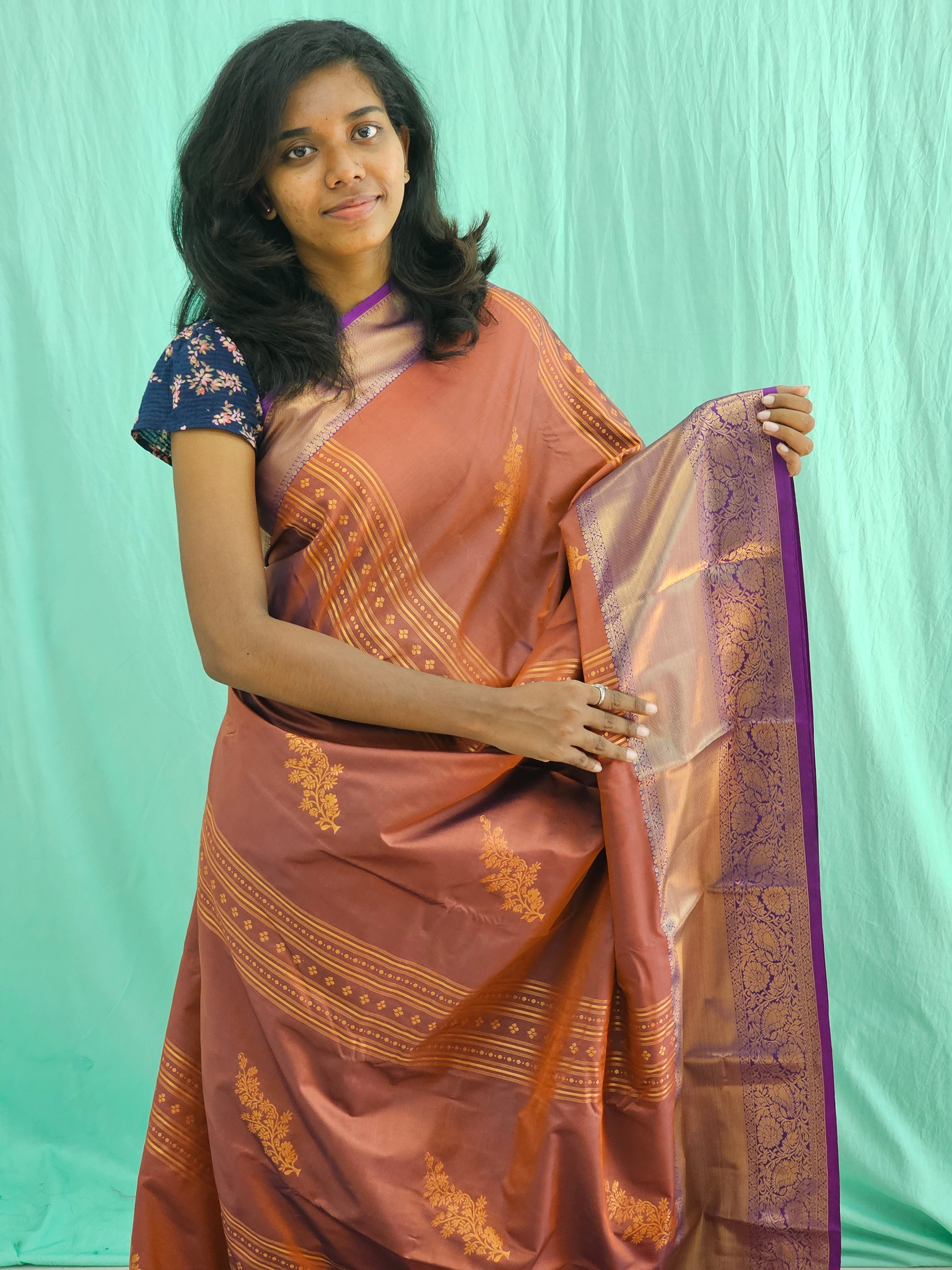 Kanchipuram Blended Mini Bridal Silk Saree 231