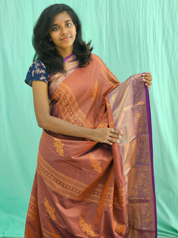 Kanchipuram Blended Mini Bridal Silk Saree 232