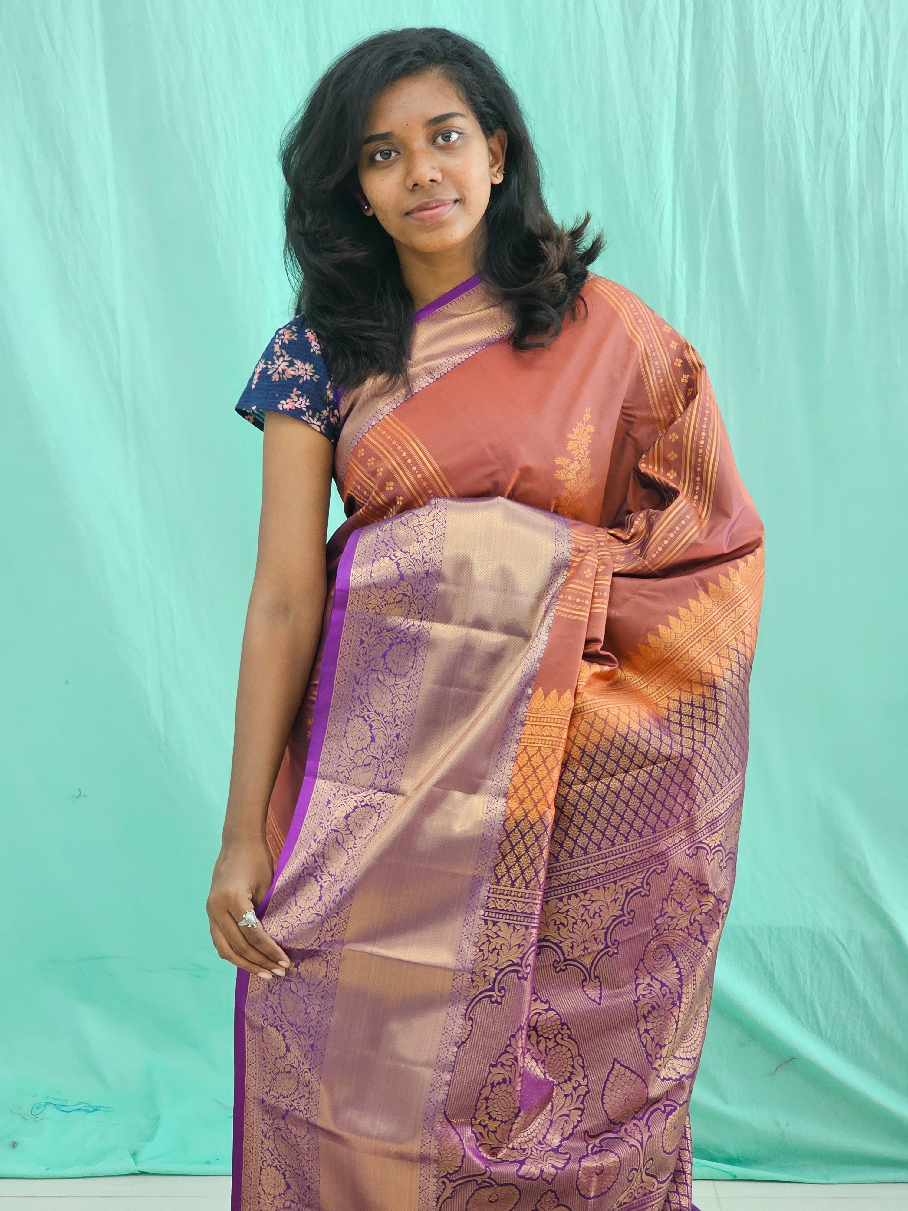 Kanchipuram Blended Mini Bridal Silk Saree 231