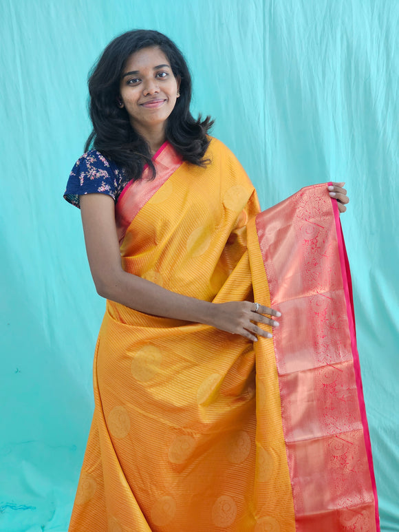 Kanchipuram Blended Mini Bridal Silk Saree 233