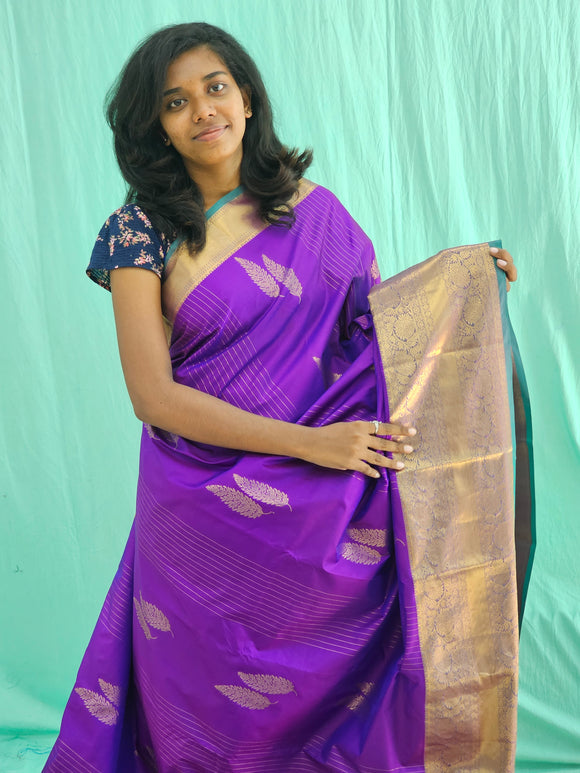 Kanchipuram Blended Mini Bridal Silk Saree 235