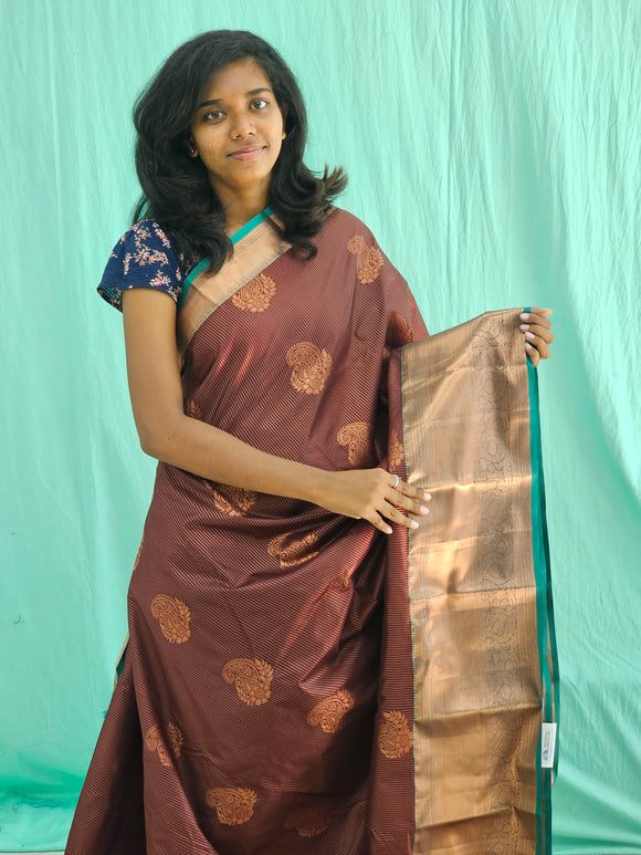 Kanchipuram Blended Mini Bridal Silk Saree 238
