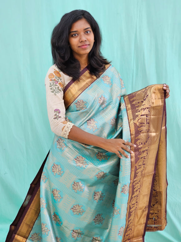 Kanchipuram Blended Grand Tissue Silk Saree 014