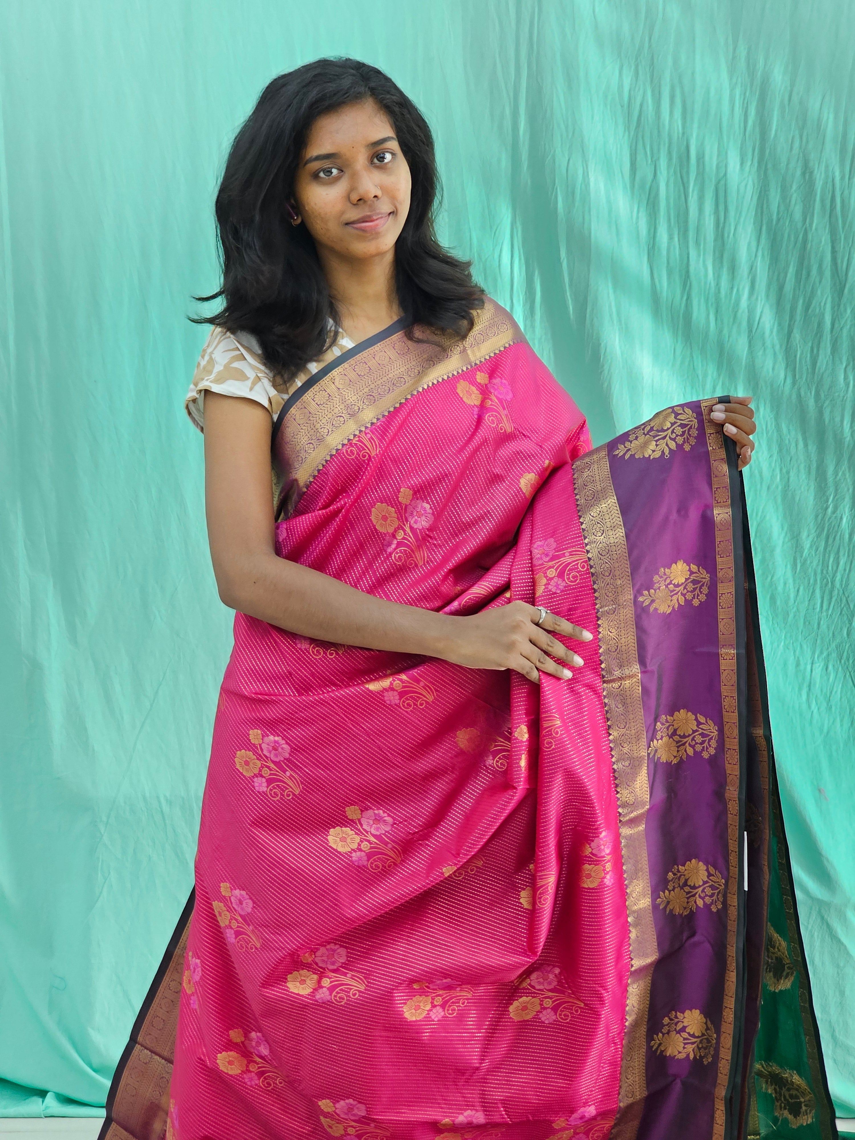 Kanchipuram Blended Mini Bridal Silk Saree 232