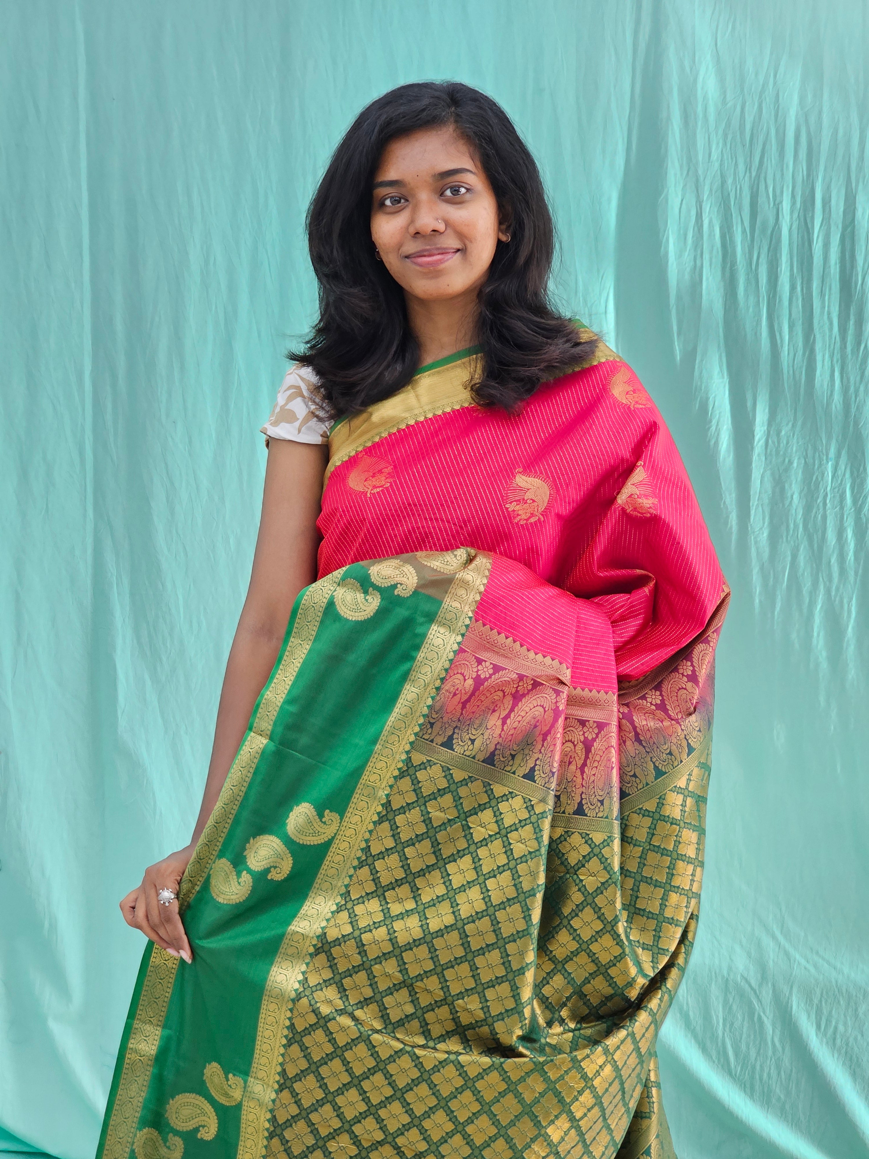 Kanchipuram Blended Mini Bridal Silk Saree 235
