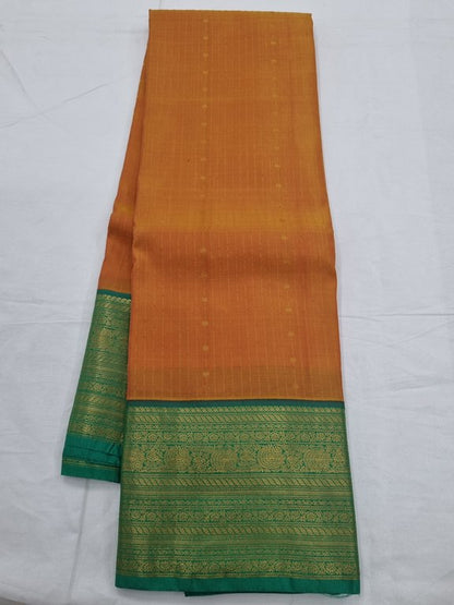 Peacock Blue And Mustard Kanchipuram Pure Silk Saree – Kanchipuram Lakshaya Silks