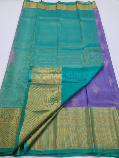 Light Blue And Yellow Kanchipuram Pure Silk Sarees – Kanchipuram Lakshaya Silks