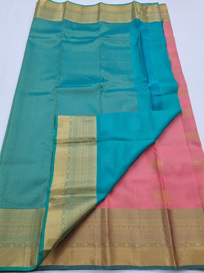 Teal And Maroon Kanchipuram Pure Silk Saree With Paisley Motif – Kanchipuram Lakshaya Silks