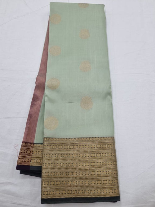 White And Yellow Kanchipuram Pure Silk Saree With Gold Zari – Kanchipuram Lakshaya Silks