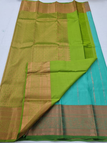 Teal And Green Kanchipuram Pure Silk Sarees – Kanchipuram Lakshaya Silks