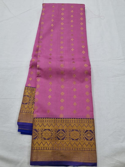 Pink And Maroon Kanchipuram Pure Silk Saree With Diamond Pattern – Kanchipuram Lakshaya Silks