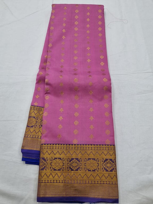 Pink And Maroon Kanchipuram Pure Silk Saree With Diamond Pattern – Kanchipuram Lakshaya Silks