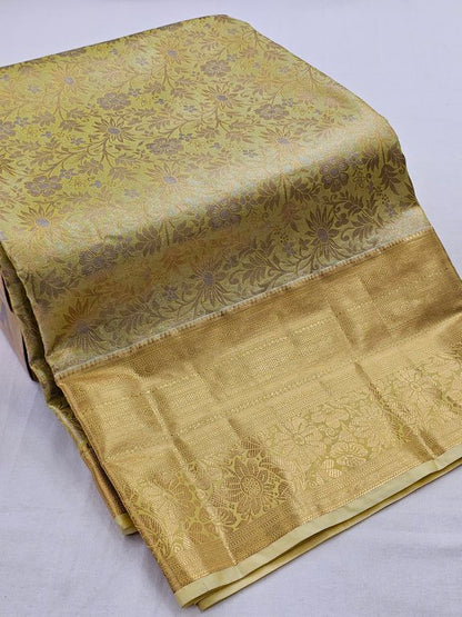 Gold And Mustard Kanchipuram Pure Silk Sarees – Kanchipuram Lakshaya Silks