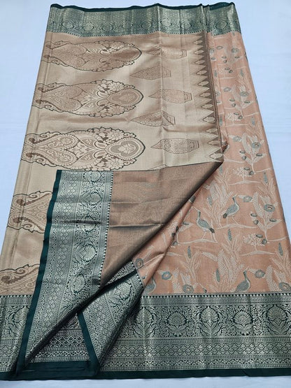 Light Pink And Black Kanchipuram Pure Silk Sarees
