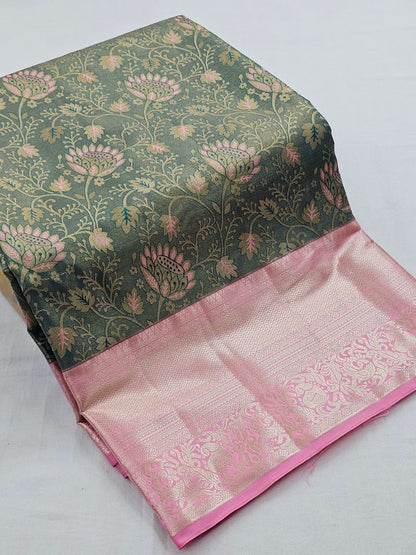 Silver And Pink Kanchipuram Pure Silk Sarees – Kanchipuram Lakshaya Silks
