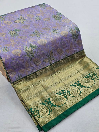 Kanchipuram Pure Silk Sarees In Royal Purple & Pure Gold - Unique Design and Quality – Kanchipuram Lakshaya Silks