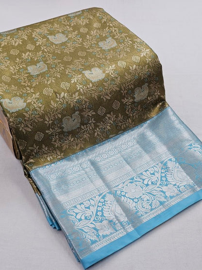 Kanchipuram Pure Silk Sarees - Blue And Gold – Kanchipuram Lakshaya Silks