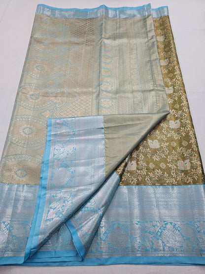 Kanchipuram Pure Silk Sarees - Blue And Gold