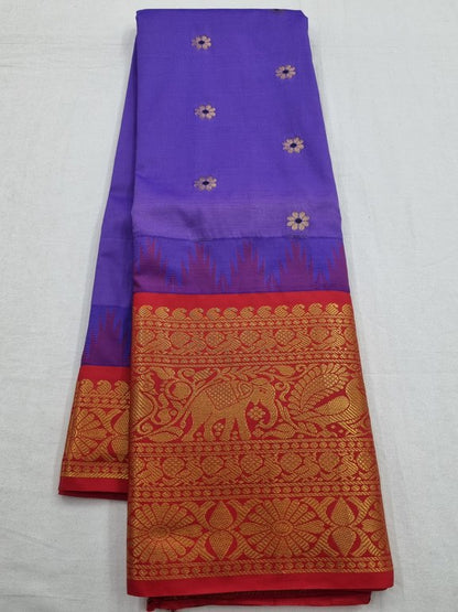 Indian Silk Saree - Purple Border and Gold Pallu – Kanchipuram Lakshaya Silks