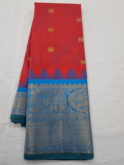 Pink And Blue Kanchipuram Pure Silk Saree With Paisley Motif – Kanchipuram Lakshaya Silks