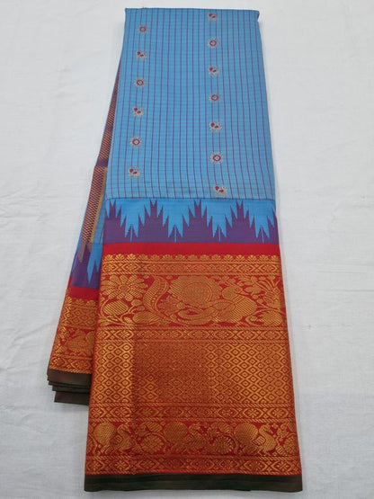 Light Blue And Dark Blue Kanchipuram Pure Silk Sarees – Kanchipuram Lakshaya Silks