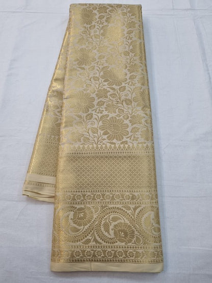 Gold And Cream Kanchipuram Pure Silk Sarees – Kanchipuram Lakshaya Silks