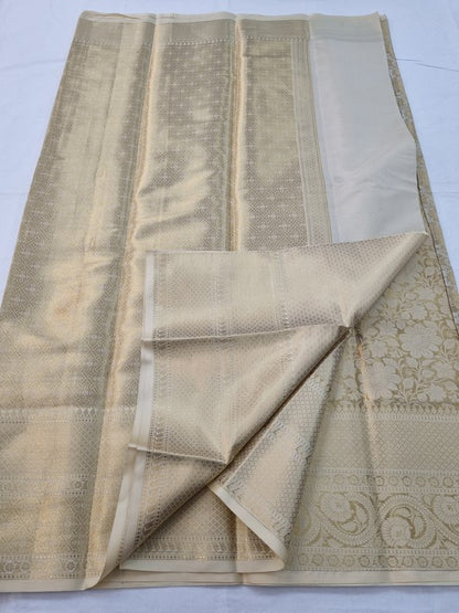 Gold And Cream Kanchipuram Pure Silk Sarees