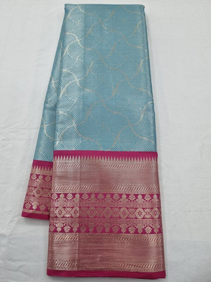 Blue And Maroon Kanchipuram Pure Silk Saree With Grand Pallu – Kanchipuram Lakshaya Silks