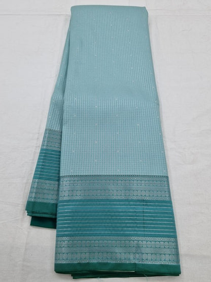 Green And Blue Kanchipuram Pure Silk Saree With Patterned Pallu – Kanchipuram Lakshaya Silks