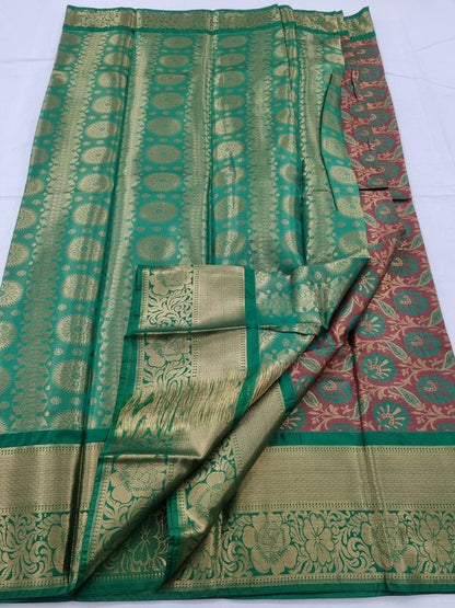 Pure Gold And Green Kanchipuram Silk Sarees – Kanchipuram Lakshaya Silks