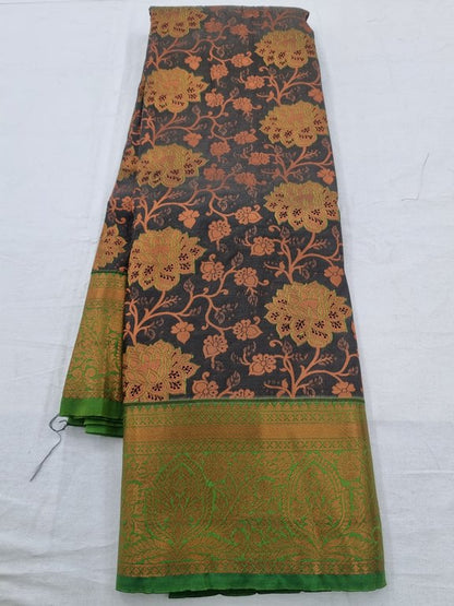 Black And Orange Kanchipuram Pure Silk Sarees – Kanchipuram Lakshaya Silks