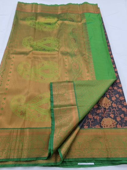 Black And Orange Kanchipuram Pure Silk Sarees – Kanchipuram Lakshaya Silks