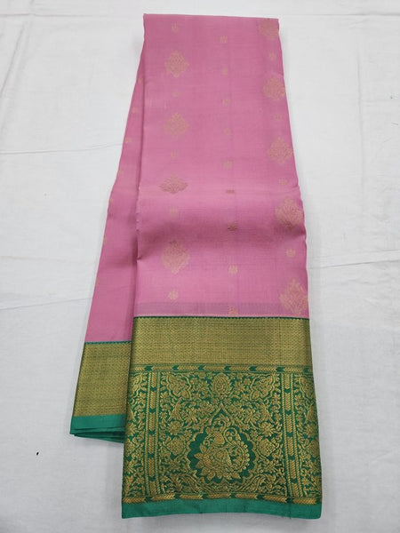 Light Pink And Green Kanchipuram Pure Silk Sarees