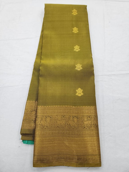 Gold And Yellow Kanchipuram Pure Silk Saree With Zari Border