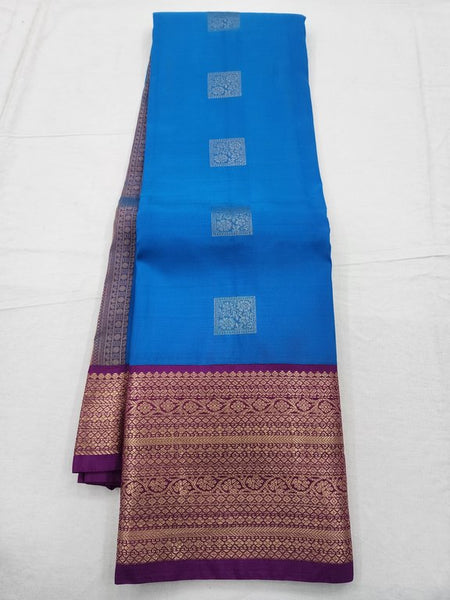 Kanchipuram Pure Silk Saree In Blue And Purple