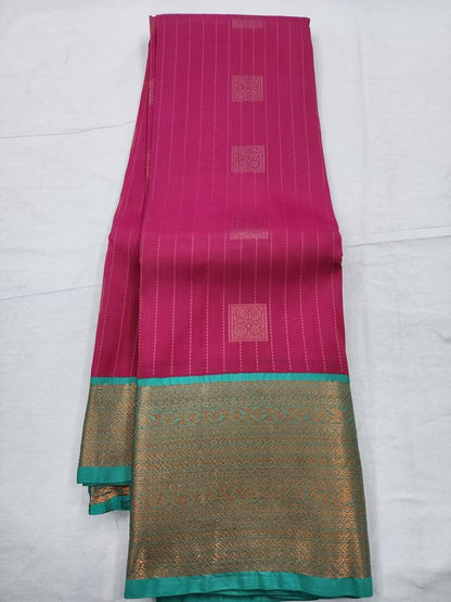 Pink And Red Kanchipuram Pure Silk Saree With Paisley Pattern – Kanchipuram Lakshaya Silks