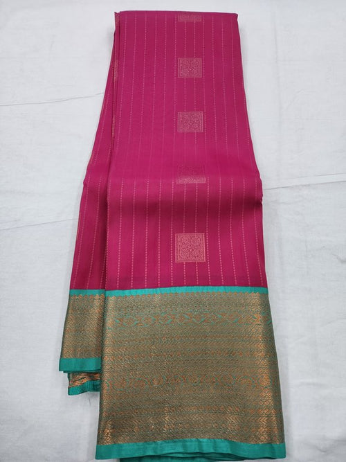 Pink And Red Kanchipuram Pure Silk Saree With Paisley Pattern – Kanchipuram Lakshaya Silks