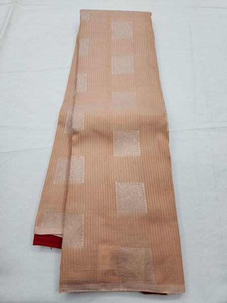 Beige and Red Kanchipuram Pure Silk Saree 122