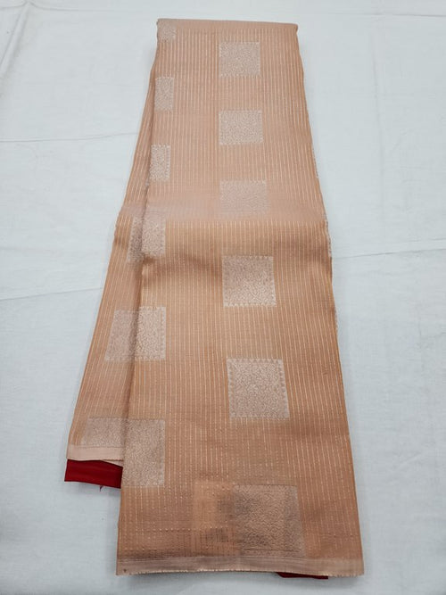 Beige and Red Kanchipuram Pure Silk Saree 122 – Kanchipuram Lakshaya Silks