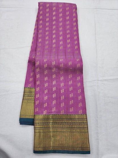 Purple And Maroon Kanchipuram Pure Silk Saree With Floral Buta – Kanchipuram Lakshaya Silks