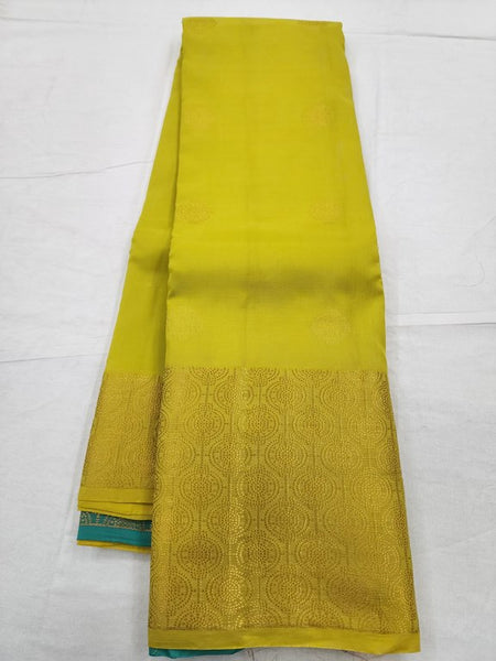 Yellow And Blue Kanchipuram Pure Silk Saree