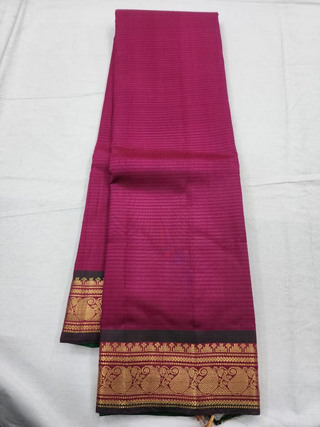 Red And Black Kanchipuram Pure Silk Saree With Traditional Motif