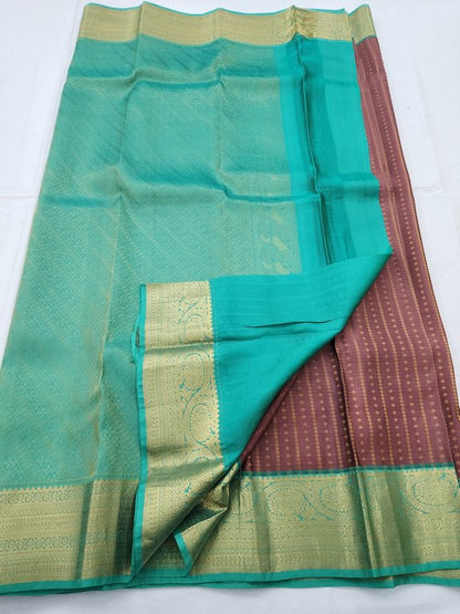 Red And Gold Kanchipuram Pure Silk Saree With Zari Border – Kanchipuram Lakshaya Silks